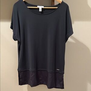 Calvin Klein Navy Short-Sleeve Layered Tunic Top